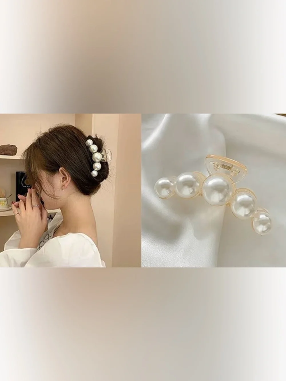 Anthropologie Pearl-Embellished Hair Claw - White